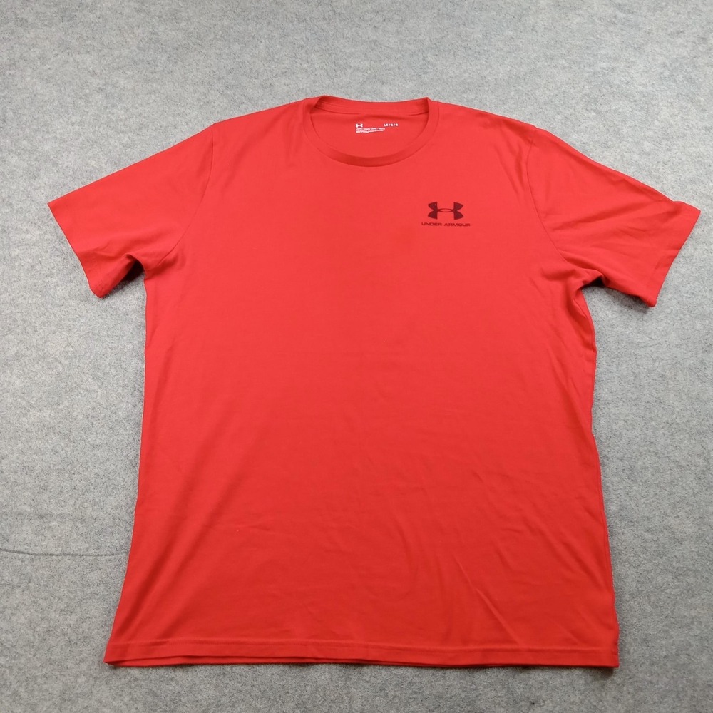 Under Armour Shirt Mens Large Red Sportstyle Left Chest Short Sleeve Top 1326799